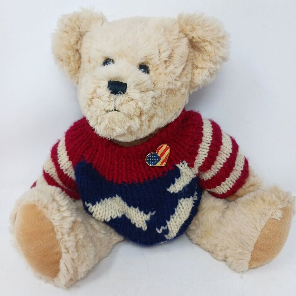 MTY International Bear Plush Tan Patriotic Sweater Stuffed Animal 11 inch #S1B